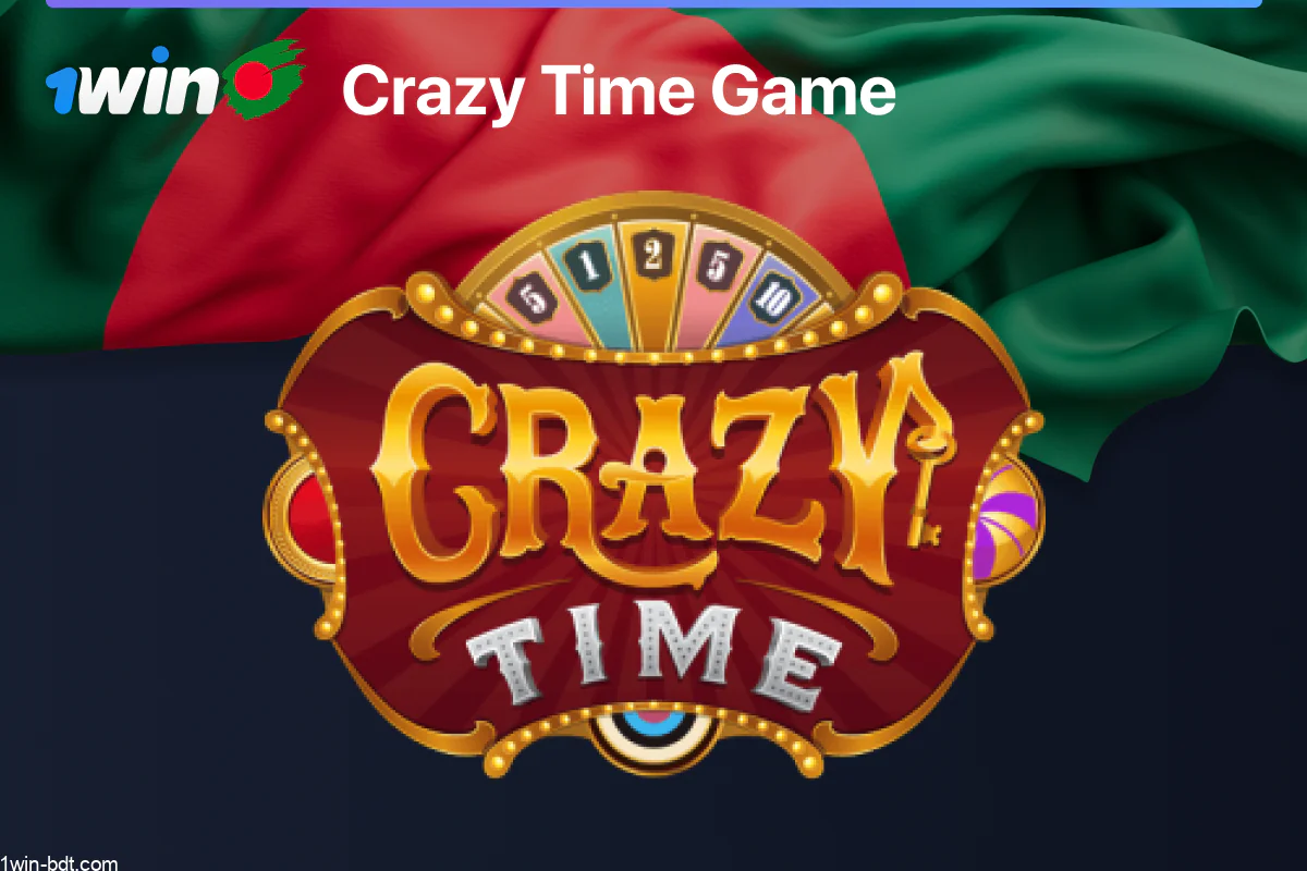 1win Crazy Time live game with a dealer spinning the wheel for players
