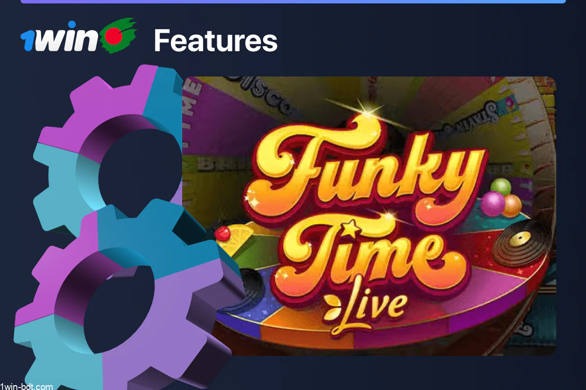1win Funky Time features: autoplay, quick bet, bonus rounds, chat, mobile compatibility