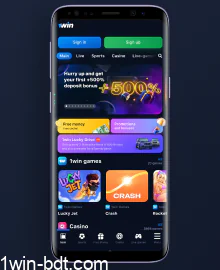 1win website with a user-friendly interface and blue-themed design