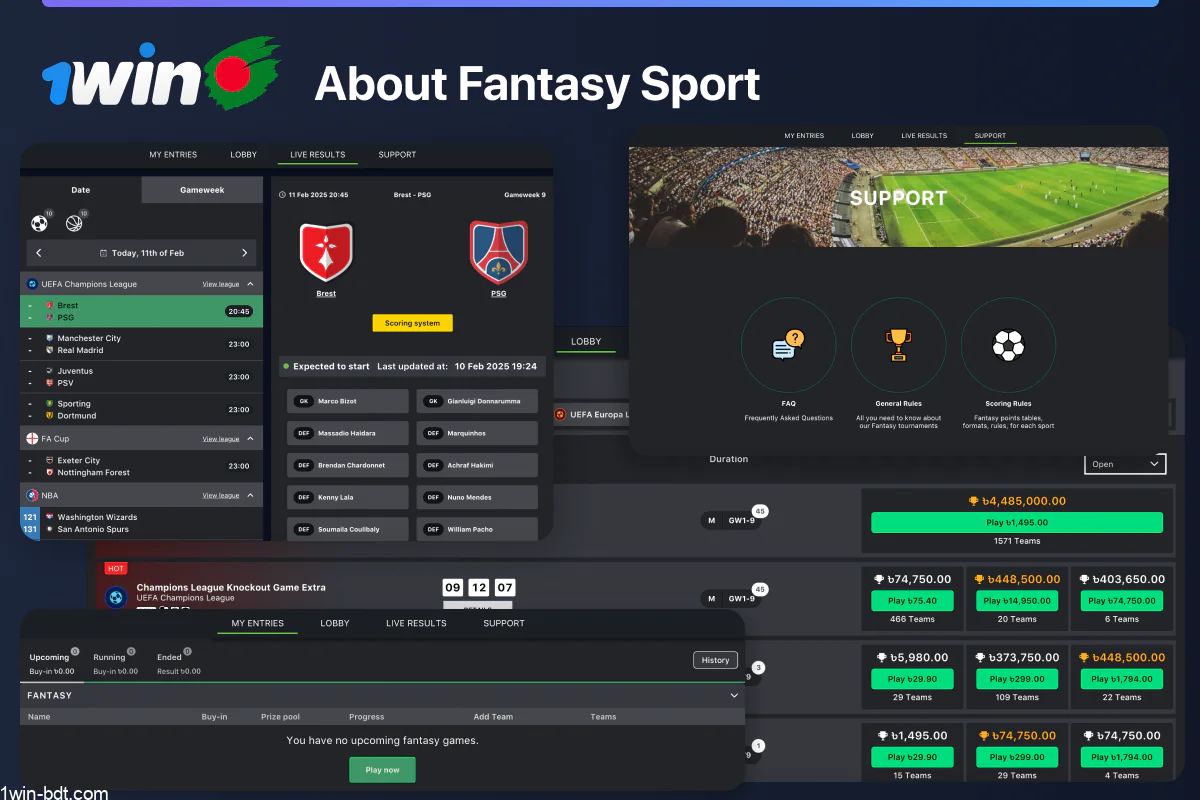 Brief information on Fantasy Sport 1win in Bangladesh