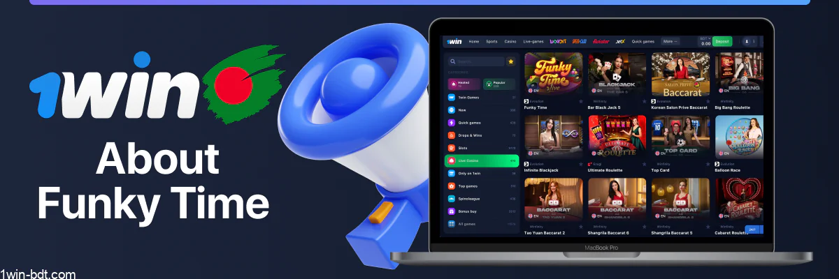 1win Funky Time: 70's-themed live game with 64 segments and bonuses