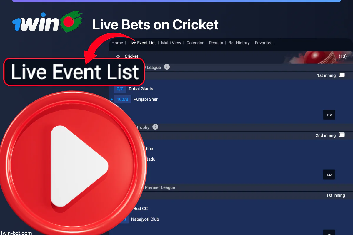 Live cricket betting 1win