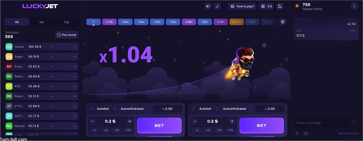 LuckyJet 1win demo