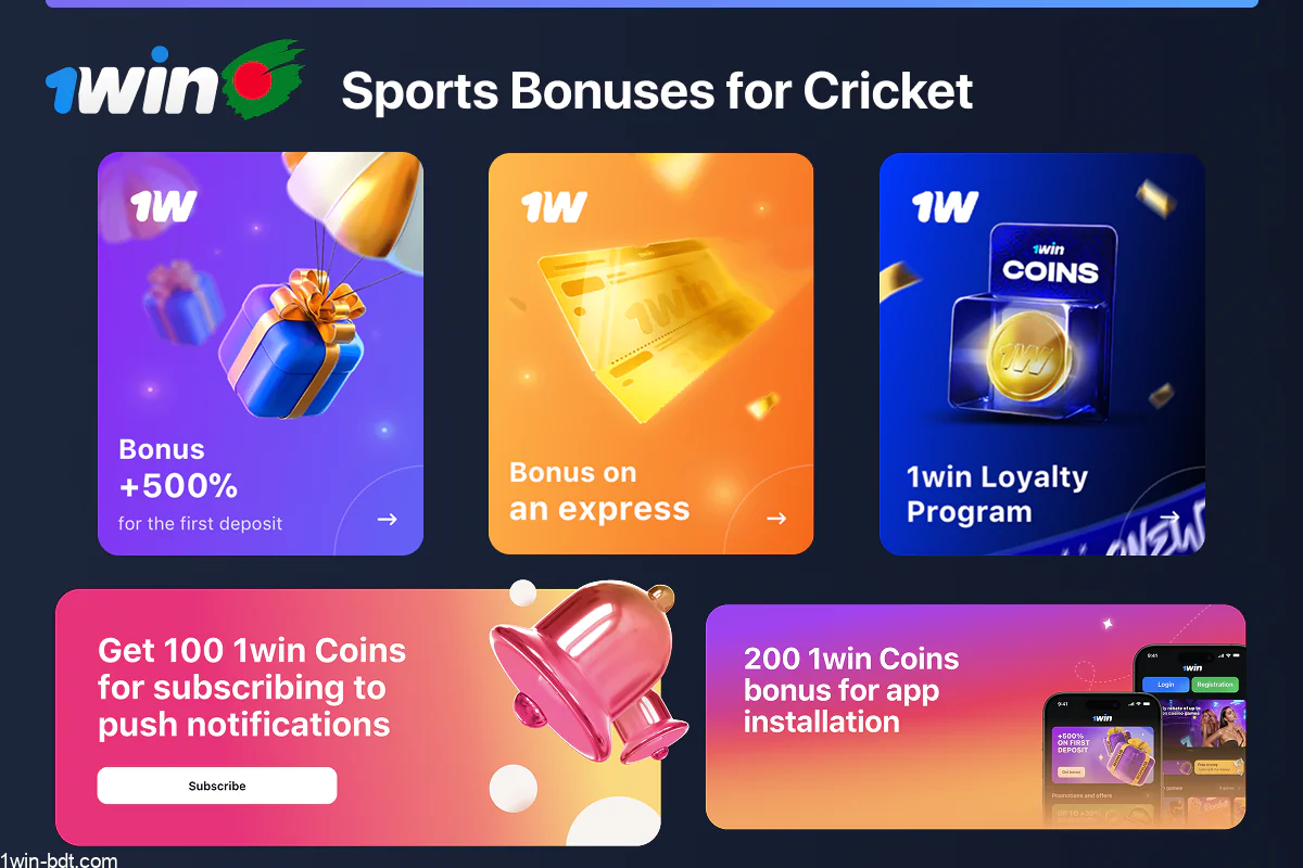 1win bonuses for cricket betting in Bangladesh