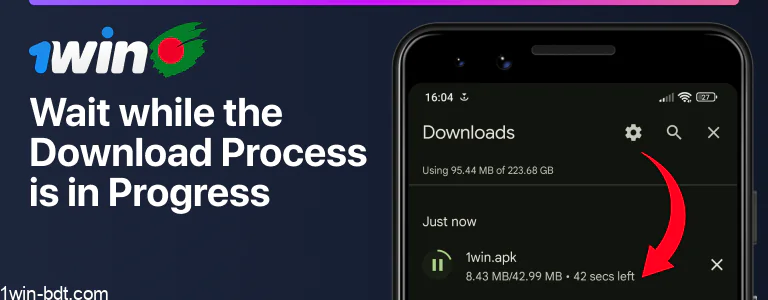 Find the 1win app icon on your Android device after installation
